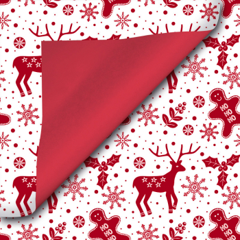 Weihnachtspapier Hirsch rot 50cm