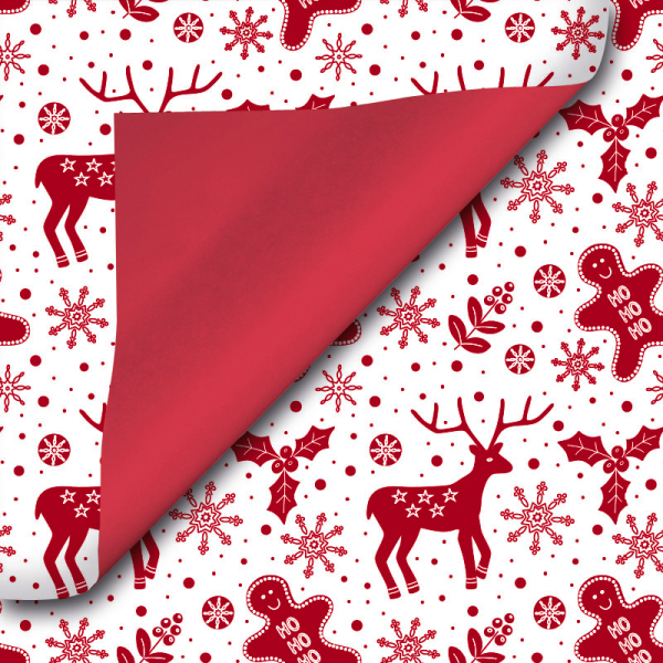 Weihnachtspapier Hirsch rot 50cm